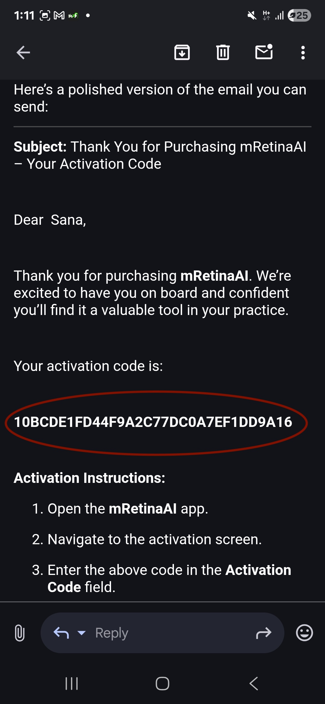 Step 10 — Receive activation key
