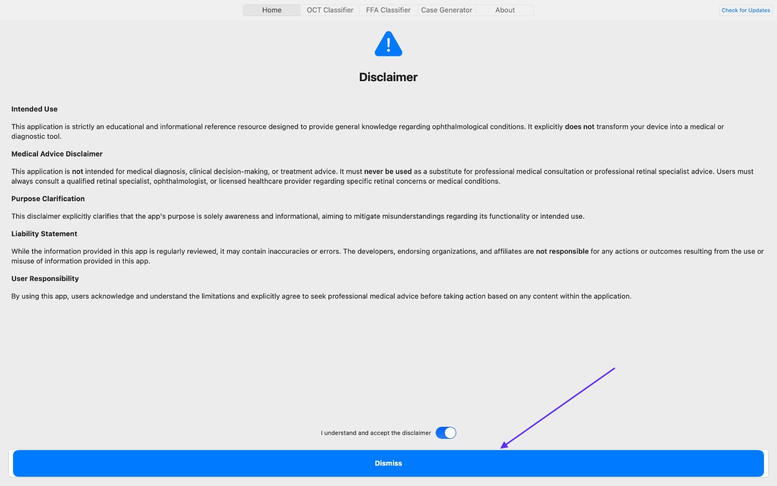 Step 10 — Dismiss after accepting