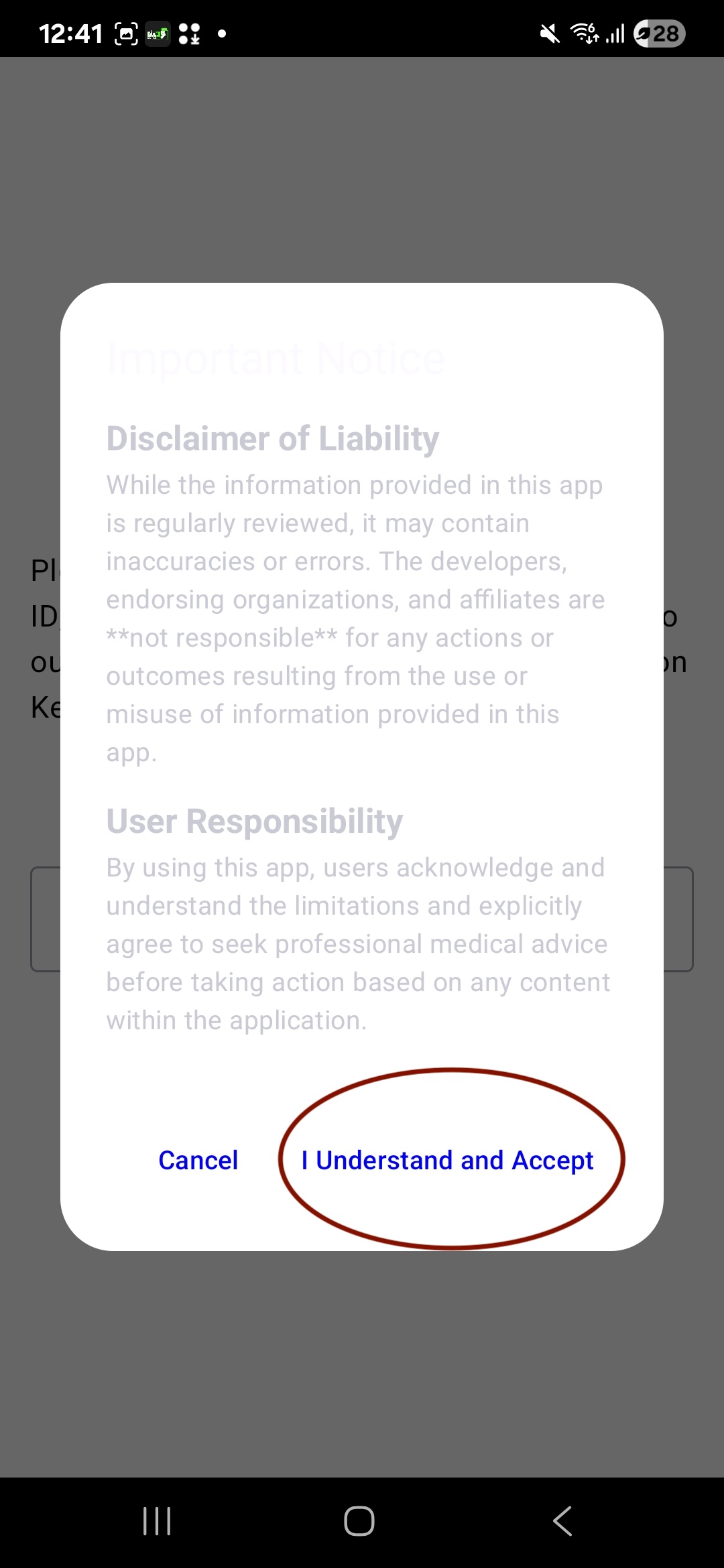 Step 6 — Accept disclaimer