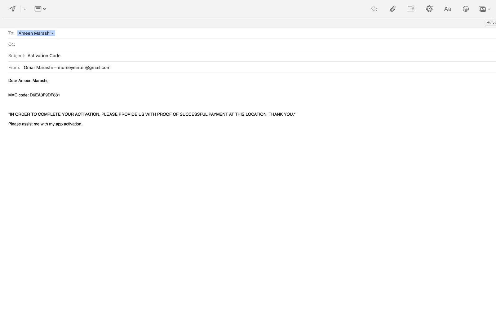 Step 6 — Email MAC code and proof of payment