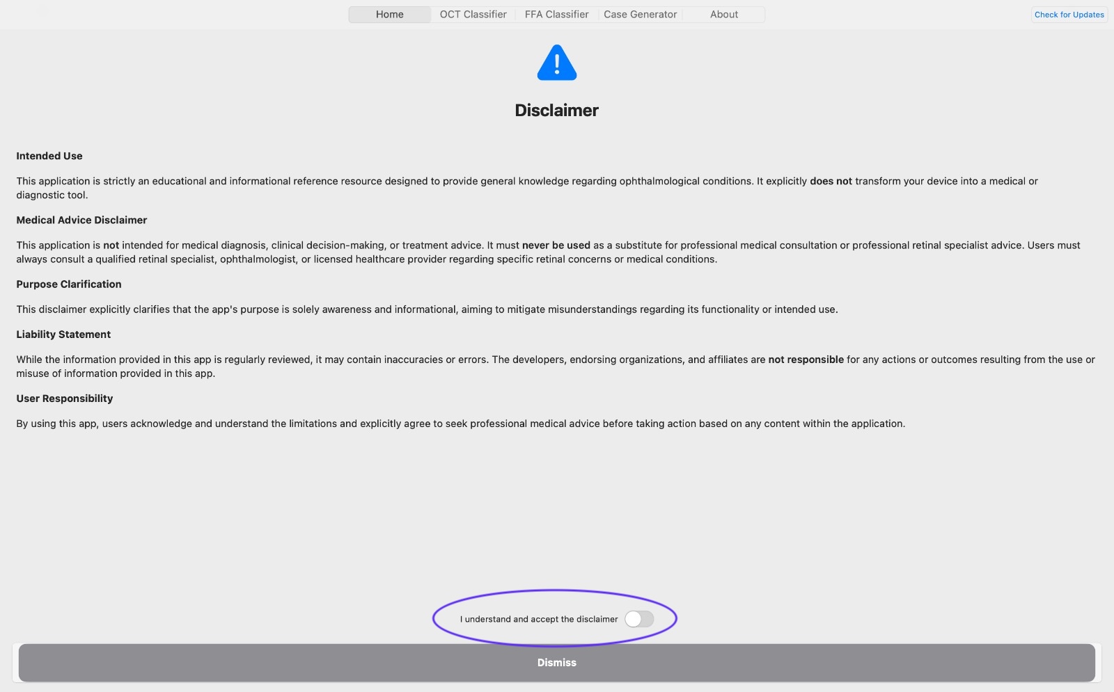 Step 9 — Disclaimer toggle